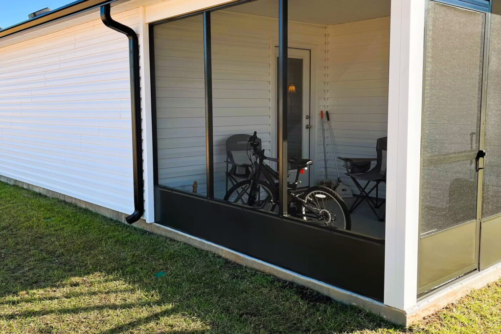 screen room for corner backyard patio