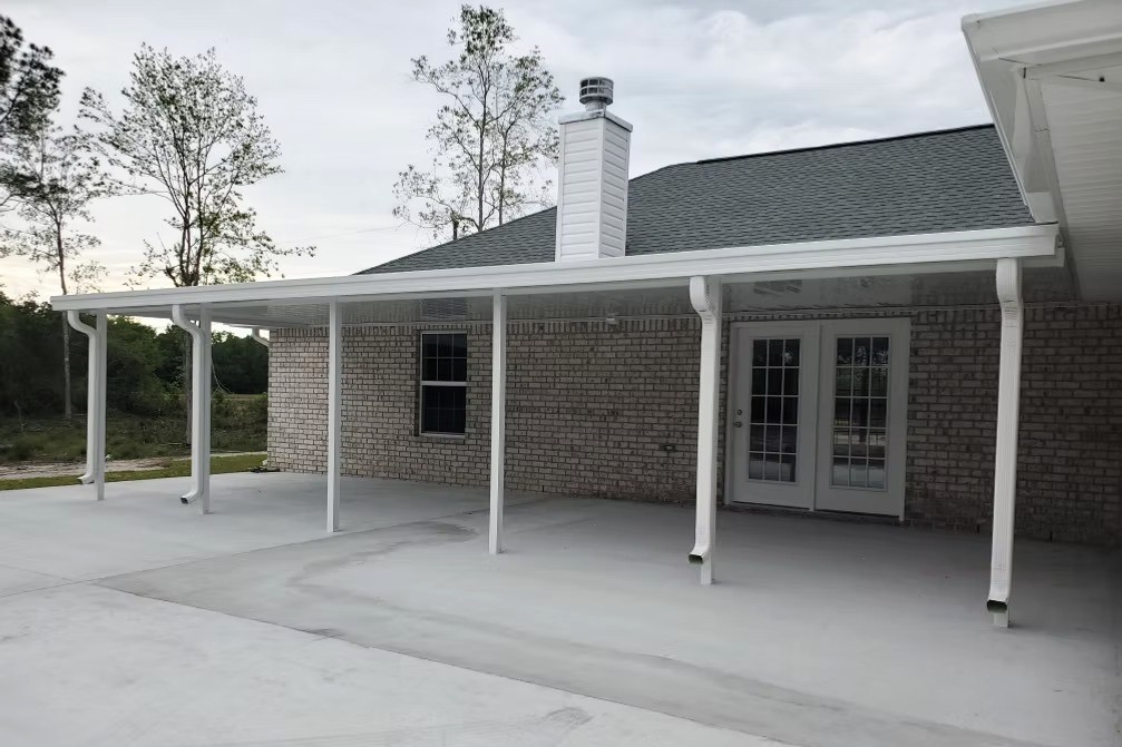 white patio cover for backyard