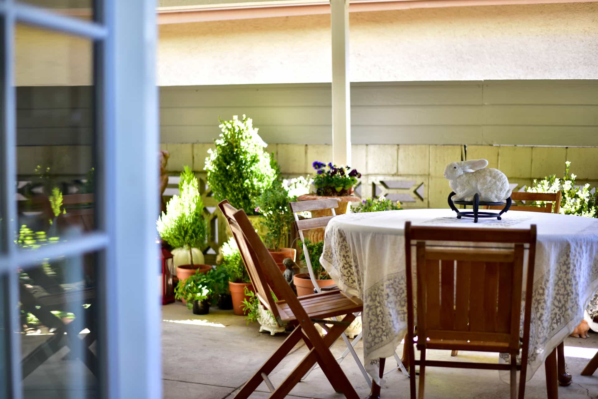 table and chairs on a patio