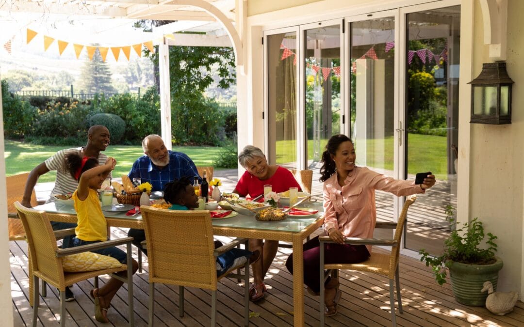 Family eating on a Patio