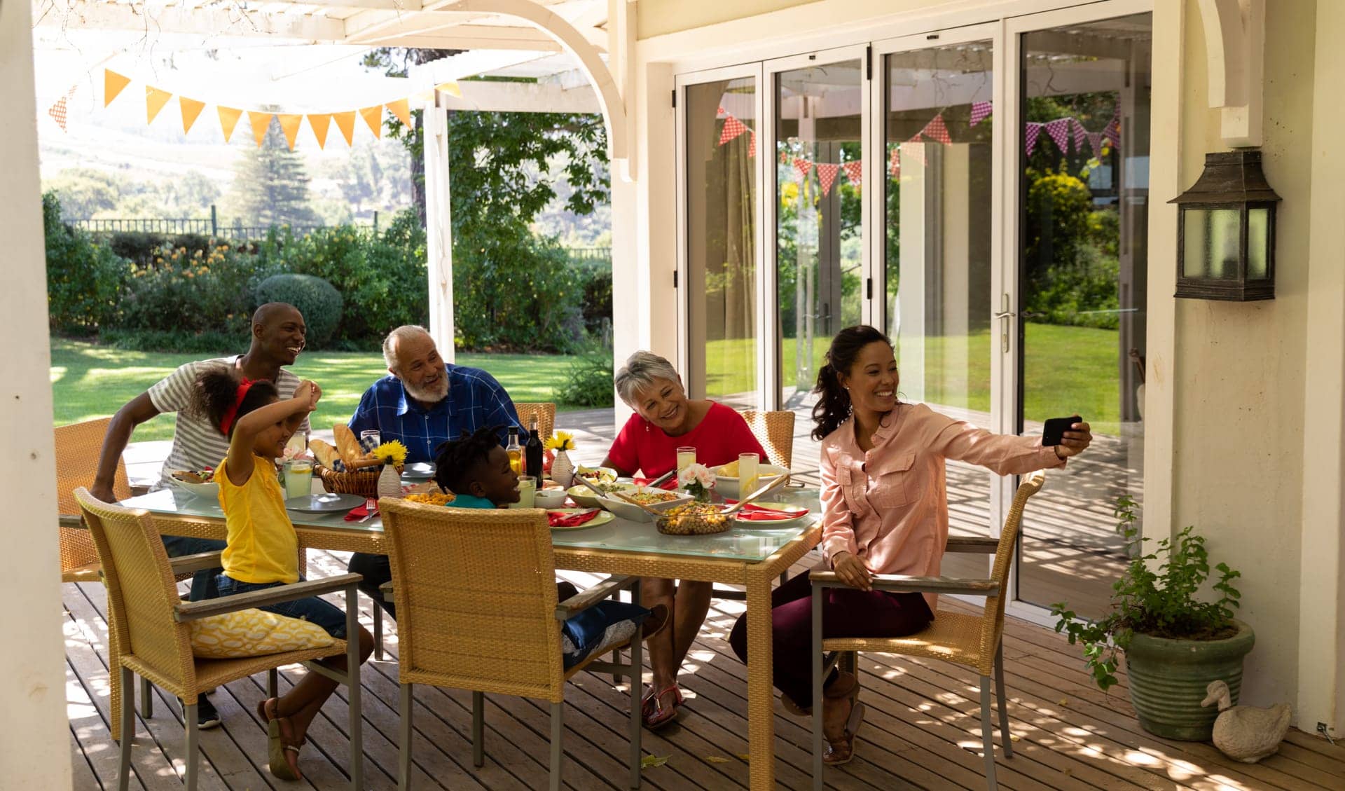 Family eating on a Patio